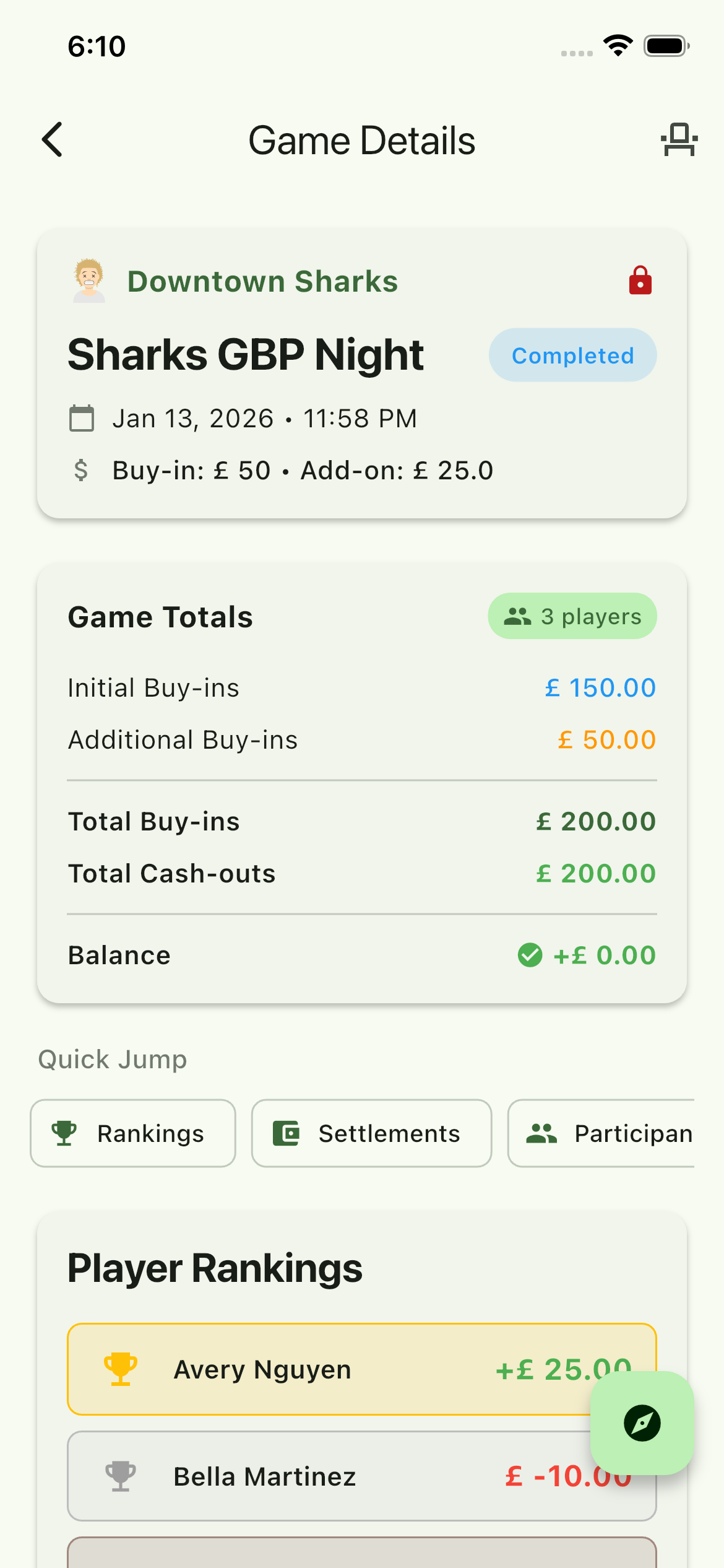 Completed Game